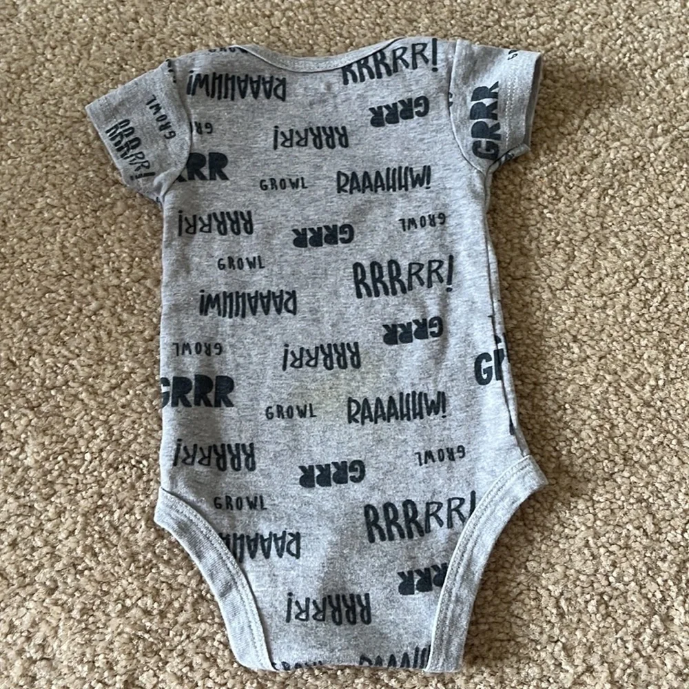 Grey 0-3M Dinosaur Onesie